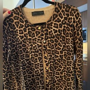 Black cheetah cardigan from Zara never worn